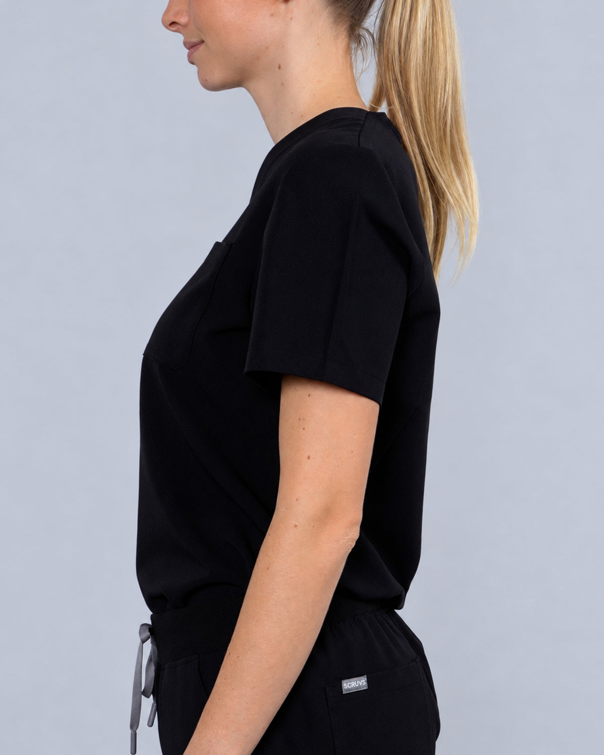 Women’s V-Neck One Pocket Scrub Top - Black
